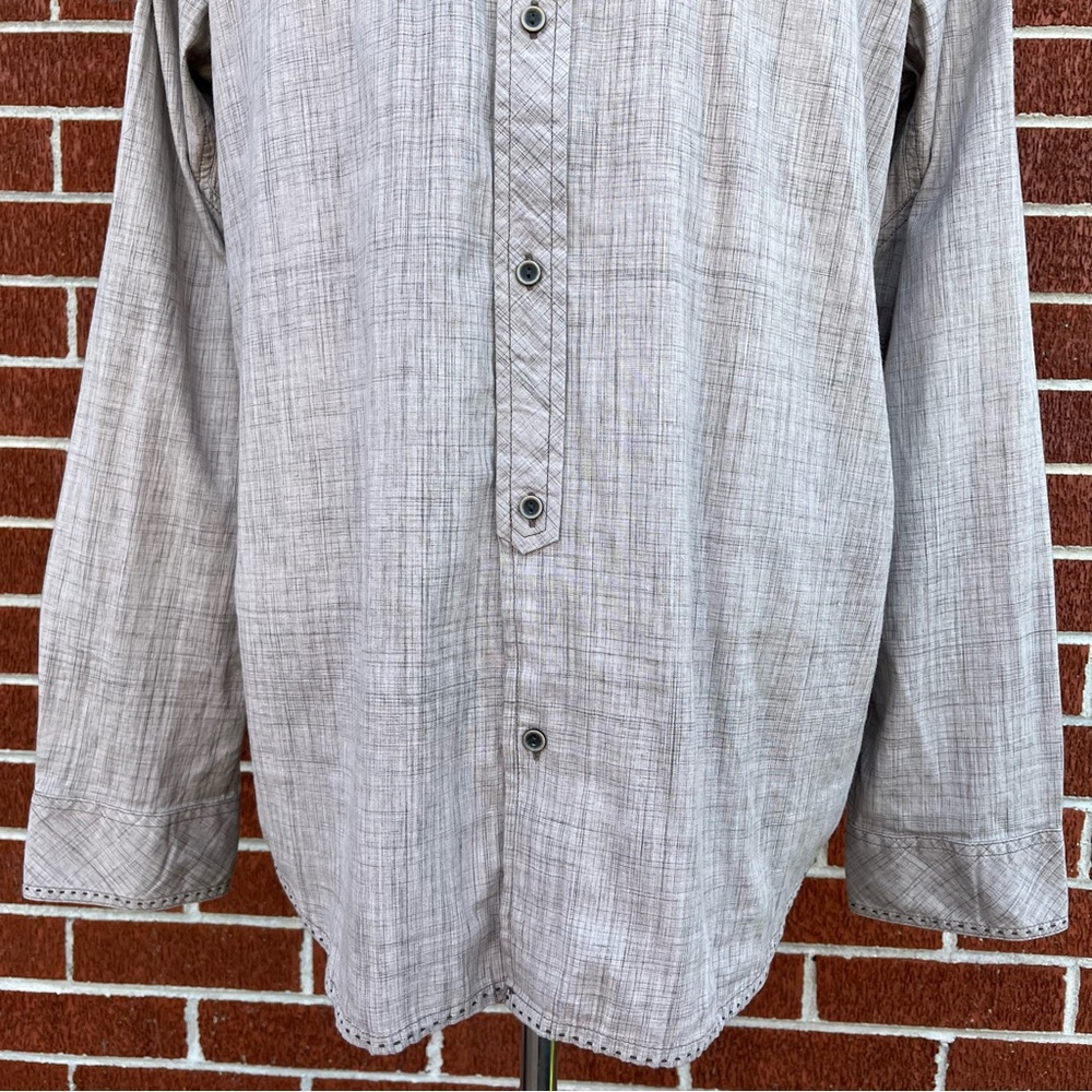 Prana Tan Button Down Two Pocket Adjustable Long Sleeve Chambray Men's XL - Picture 10 of 14
